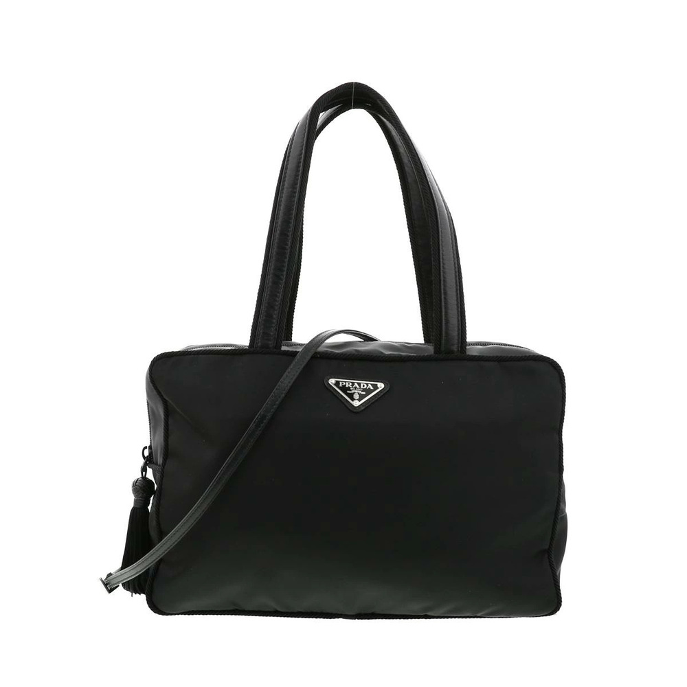 PRADA Tassel Hand Tote Bag Black